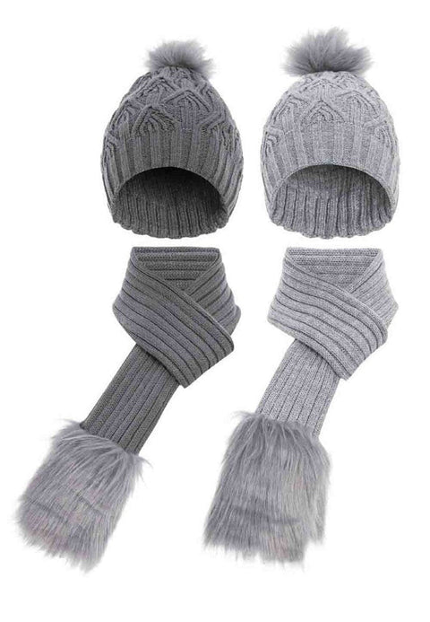 WA120 Knitted Double Scarf and Beret Set