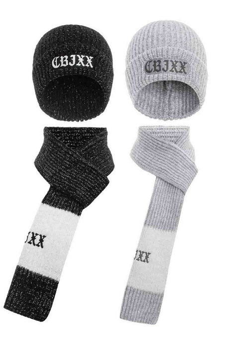 WA121 Knitted Double Scarf and Beret Set