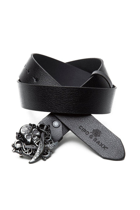 CG146 Pirate Skull Leather Belt with Metal Buckle