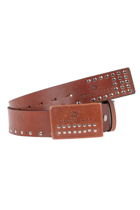 CG163 Flat Genuine Leather Belt with Metal Buckle