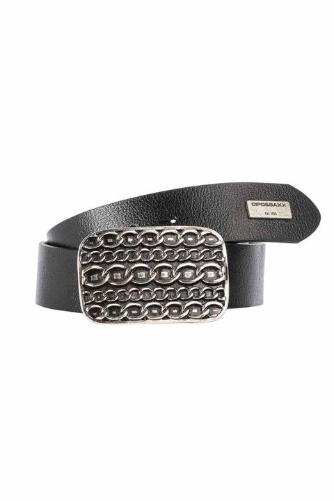 CG164 Leather Belt with Metal Chain Buckle