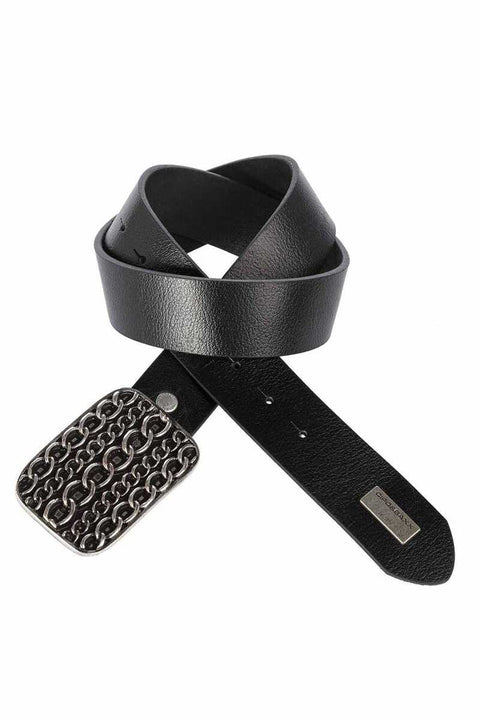 CG164 Leather Belt with Metal Chain Buckle