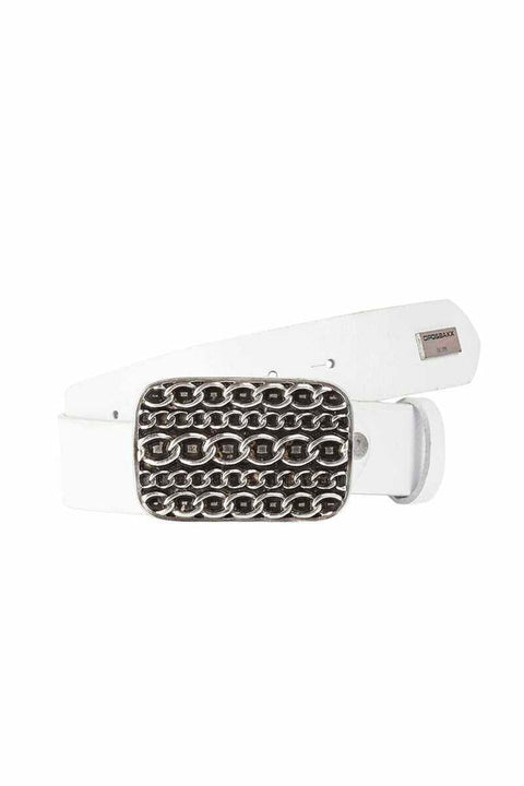 CG164 Leather Belt with Metal Chain Buckle