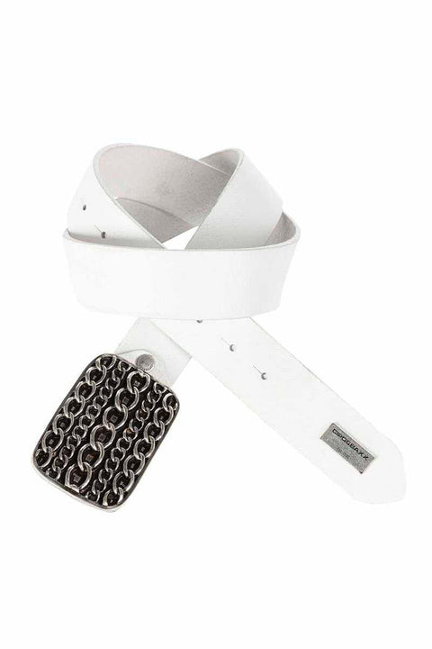 CG164 Leather Belt with Metal Chain Buckle