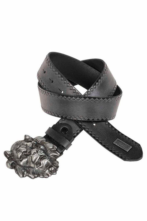 CG196 Leather Belt with Lion Buckle