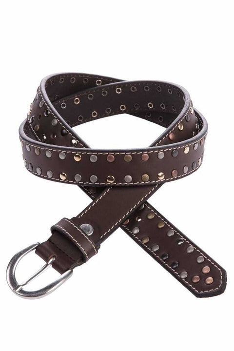 WG104 Women's Belt Metal Embroidered Genuine Leather