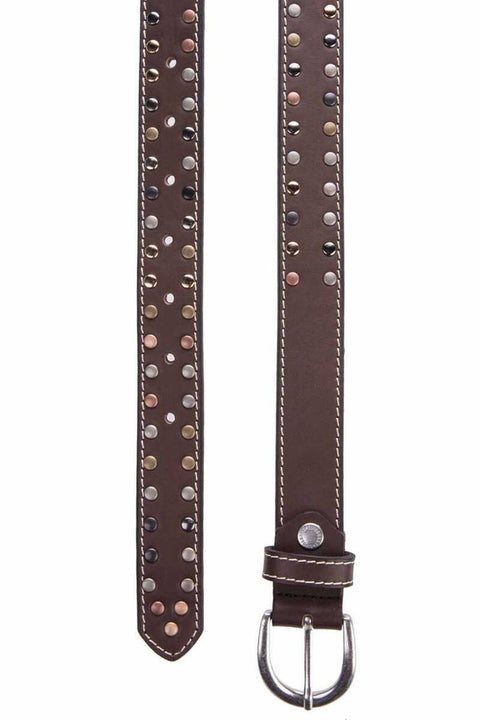 WG104 Women's Belt Metal Embroidered Genuine Leather