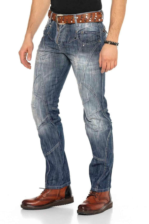 C-0751 Thick Stitched Zippered Men's Jeans