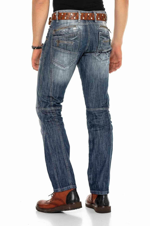 C-0751 Thick Stitched Zippered Men's Jeans