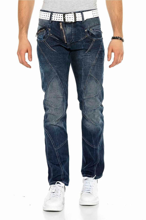 C-0768 Pieced External Zipper Men's Jeans