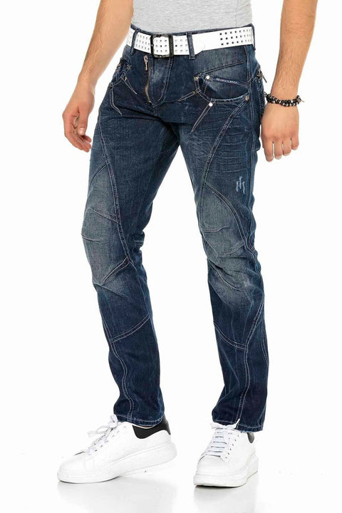 C-0768 Pieced External Zipper Men's Jeans