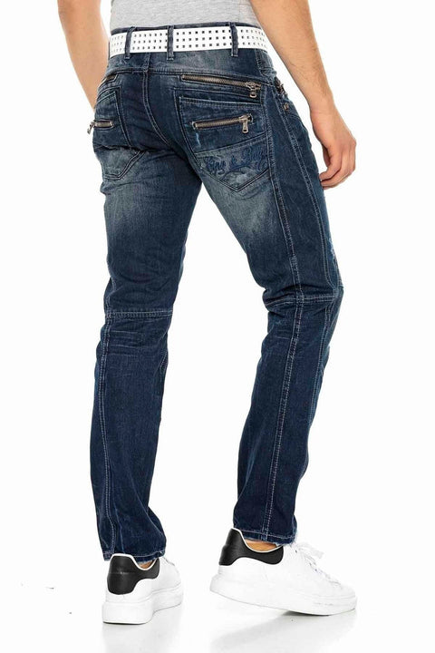 C-0768 Pieced External Zipper Men's Jeans