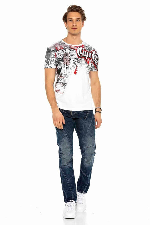 C-0768 Pieced External Zipper Men's Jeans