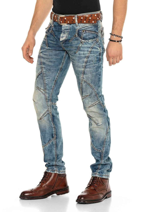 C-0894 Thick Stitched Low Waist Men's Jeans