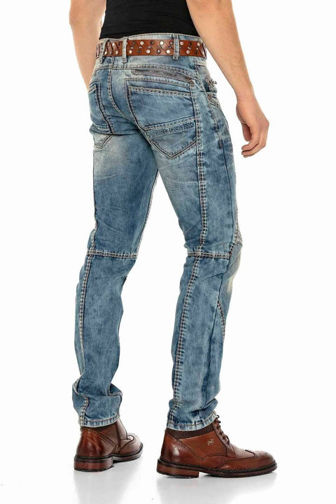 C-0894 Thick Stitched Low Waist Men's Jeans