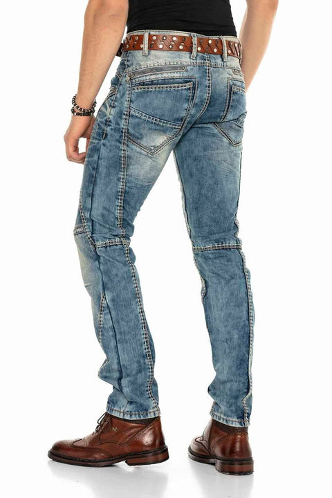 C-0894 Thick Stitched Low Waist Men's Jeans