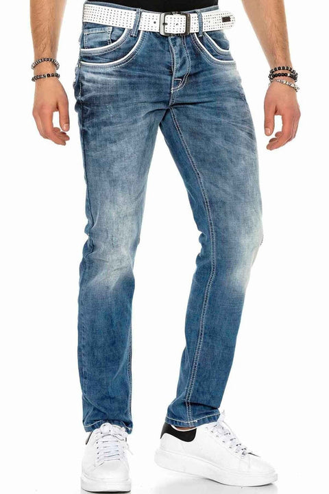 C-1127 Double Pocket Embroidered Men's Jean Trousers