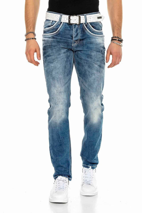 C-1127 Double Pocket Embroidered Men's Jean Trousers