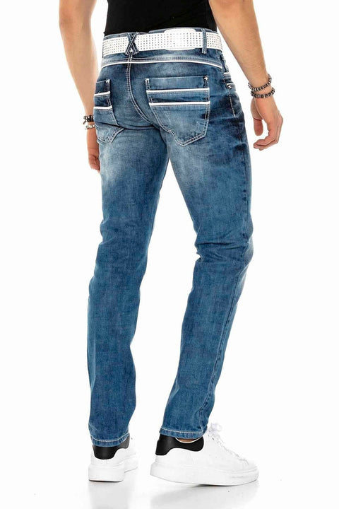 C-1127 Double Pocket Embroidered Men's Jean Trousers