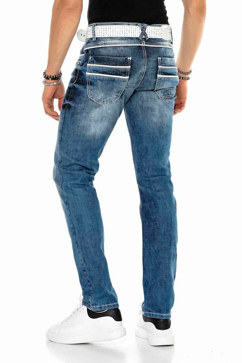 C-1127 Double Pocket Embroidered Men's Jean Trousers