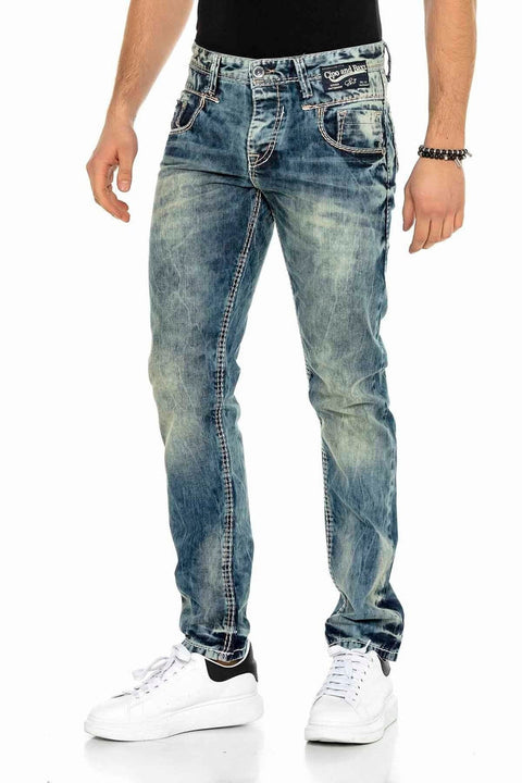 C-1149 Washed Fabric Men's Jean Trousers