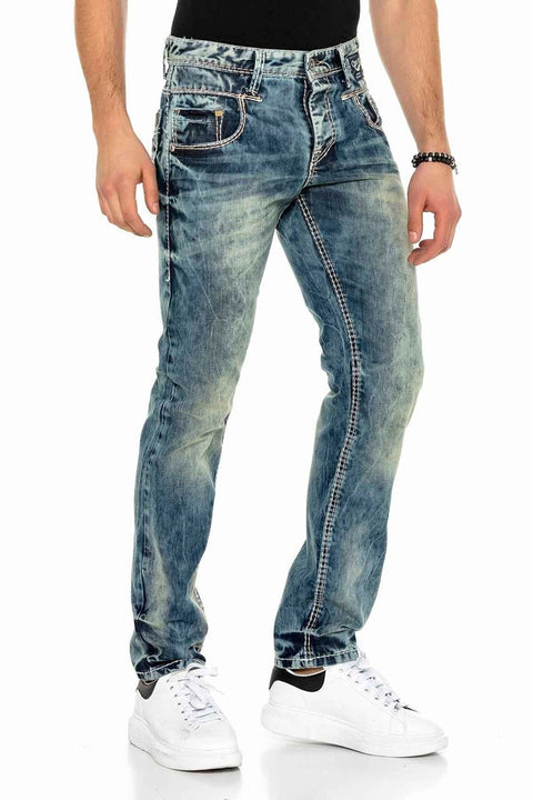 C-1149 Washed Fabric Men's Jean Trousers