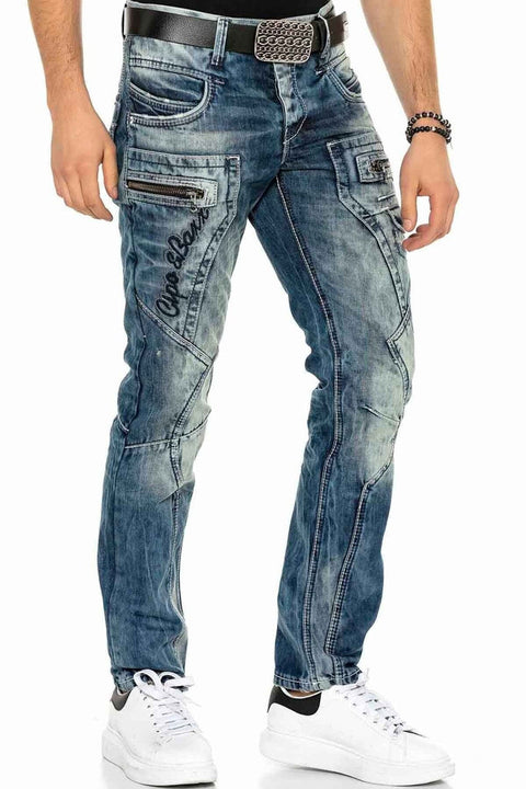 C-1178 Piece Stitched Pocket Detailed Men's Jean Trousers