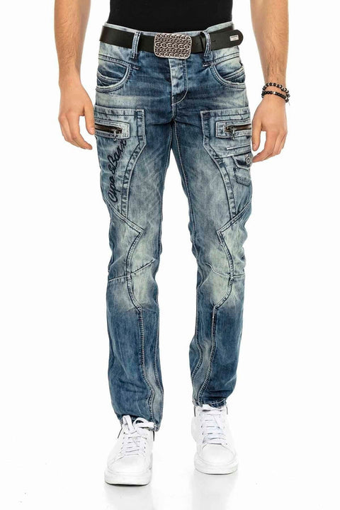 C-1178 Piece Stitched Pocket Detailed Men's Jean Trousers