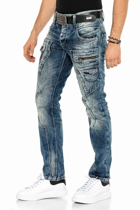 C-1178 Piece Stitched Pocket Detailed Men's Jean Trousers