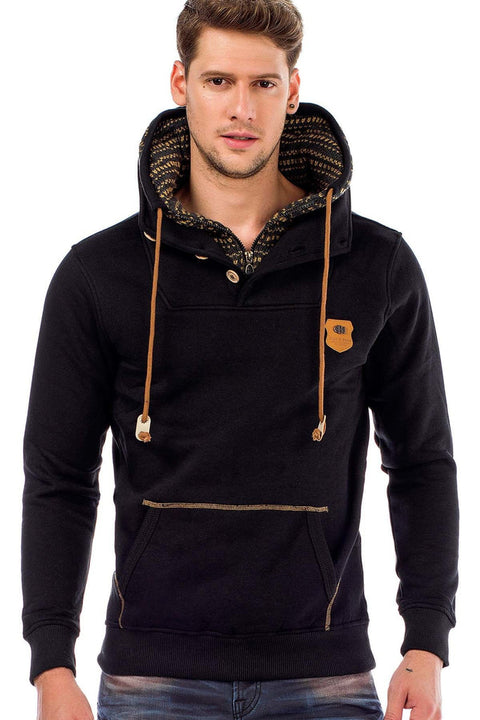 C44200 Double Layer Collar Knitted Detail Men's Sweatshirt