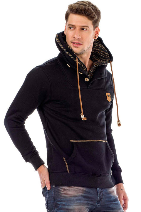 C44200 Double Layer Collar Knitted Detail Men's Sweatshirt