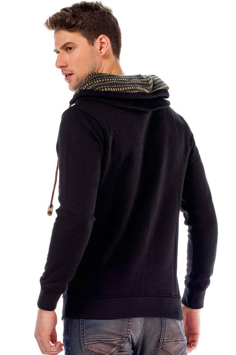 C44200 Double Layer Collar Knitted Detail Men's Sweatshirt