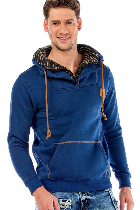 C44200 Double Layer Collar Knitted Detail Men's Sweatshirt
