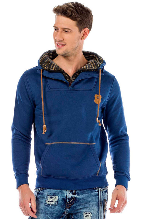 C44200 Double Layer Collar Knitted Detail Men's Sweatshirt