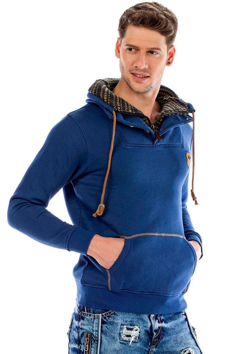 C44200 Double Layer Collar Knitted Detail Men's Sweatshirt