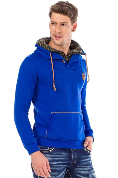 C44200 Double Layer Collar Knitted Detail Men's Sweatshirt