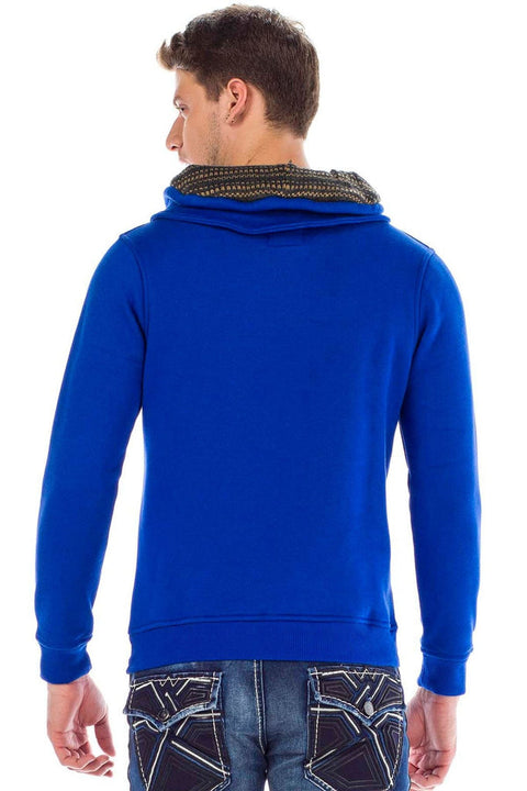 C44200 Double Layer Collar Knitted Detail Men's Sweatshirt