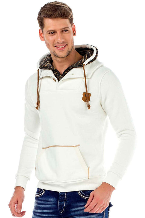 C44200 Double Layer Collar Knitted Detail Men's Sweatshirt