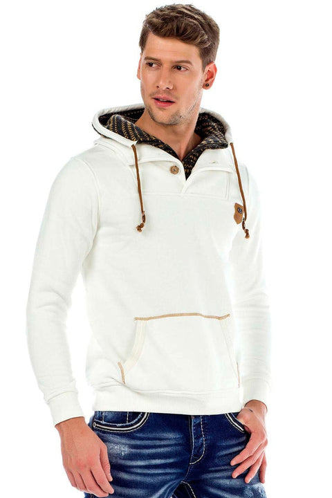 C44200 Double Layer Collar Knitted Detail Men's Sweatshirt