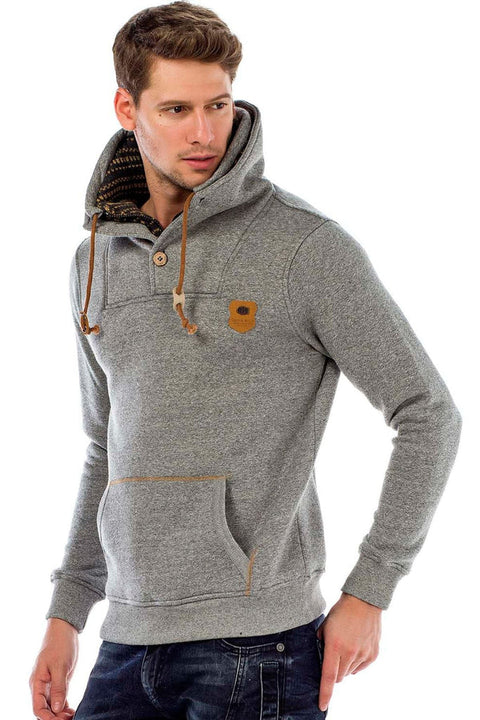 C44200 Double Layer Collar Knitted Detail Men's Sweatshirt