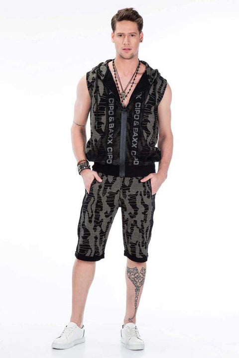 CK167 Camouflage Patterned Men's Capri Tracksuit
