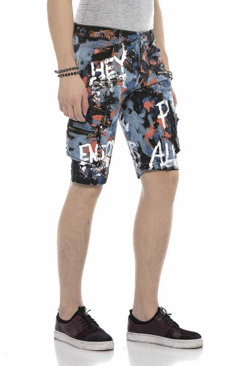 CK204 All Hand Painted Men's Denim Capri Shorts