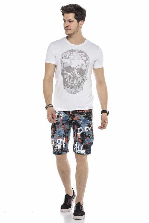 CK204 All Hand Painted Men's Denim Capri Shorts