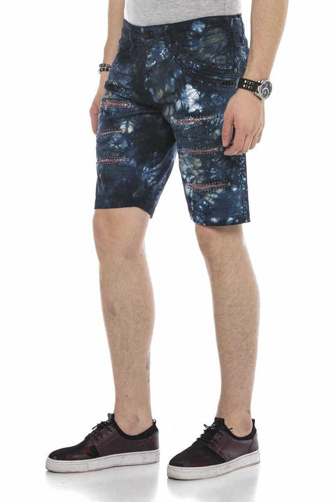 CK205 Pied Hidden Ripped Denim Capri Shorts