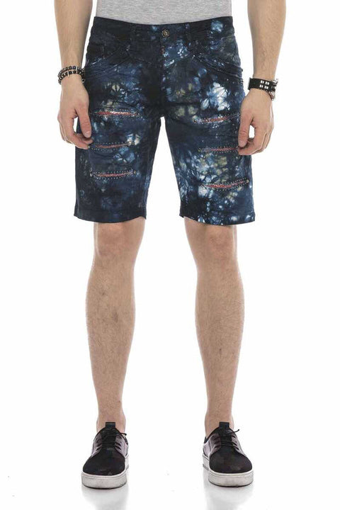 CK205 Pied Hidden Ripped Denim Capri Shorts