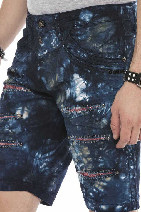 CK205 Pied Hidden Ripped Denim Capri Shorts