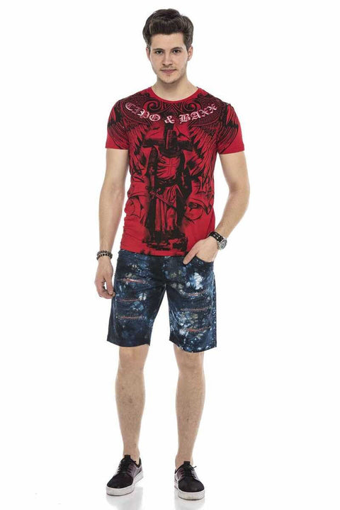 CK205 Pied Hidden Ripped Denim Capri Shorts