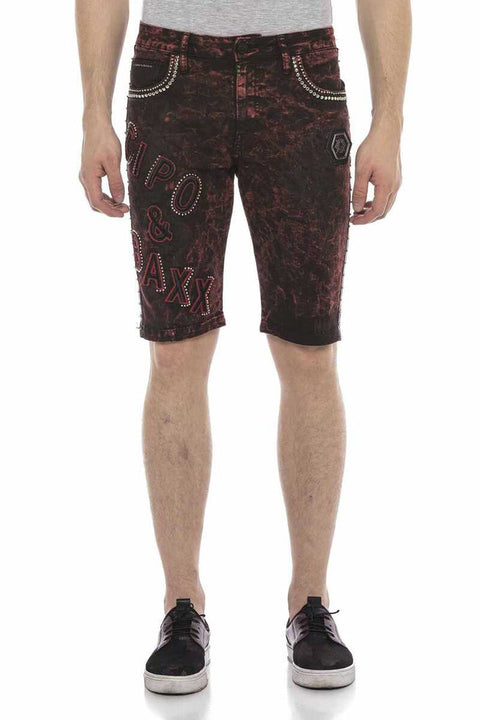 CK207 Pied Shiny Metallic Denim Shorts