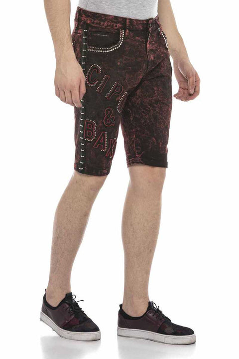 CK207 Pied Shiny Metallic Denim Shorts