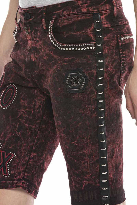 CK207 Pied Shiny Metallic Denim Shorts